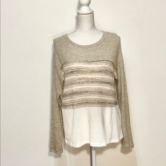 Papermoon Tan Long Sleeve fleece like Knit Top - Picture 1 of 7